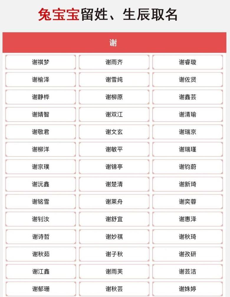 谢姓宝宝取名宝典：精选好听稀少男孩名