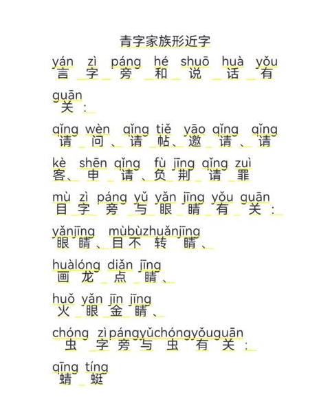 汉字青的上下结构及部首解析